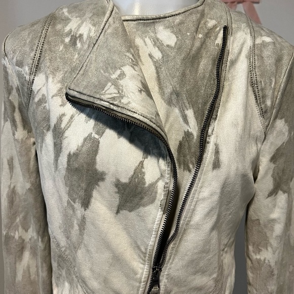 Marrakech Marci Moto Jacket Evereve Tie Dye Animal Print Cream Gray - Picture 8 of 14